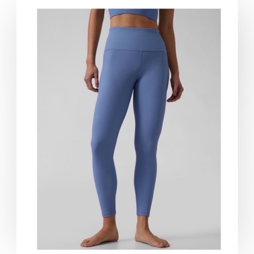 Athleta Elation Rib Tight NEW with tags Cottage Blue Size XL Tall 29” inseam